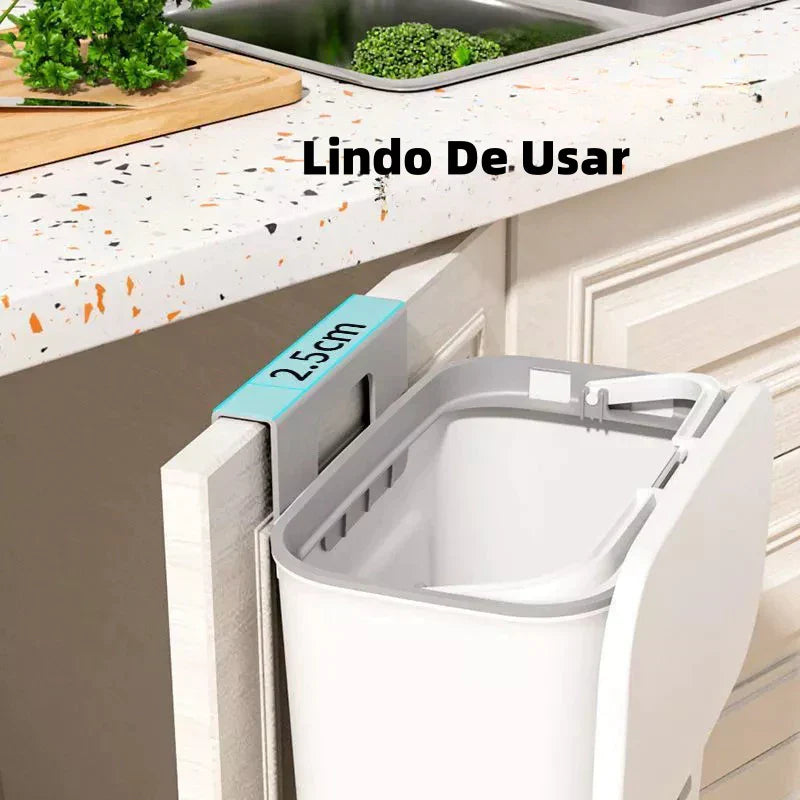 Lixeira Suspensa 9L com Tampa e Suporte – Para Cozinha e Banheiro